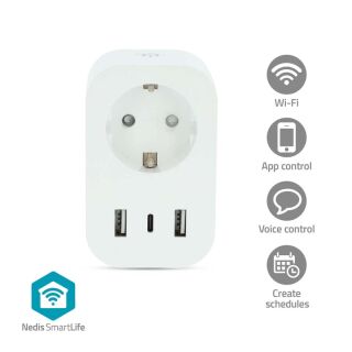 WIFIP151FWT SmartLife Smart Stecker | IP21 | Leistungsmesser | 3680 W | Type F (CEE 7/7) / 1x USB-C? / 2x USB | 0 - 55 °C | Android? / IOS | Weiss | 1 Stück