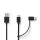 CCGL60610BK10 2 in 1-Kabel | USB 2.0 | USB-A Stecker | USB Micro-B Stecker / USB-C? Stecker | 480 Mbps | 1.00 m | Vernickelt | Rund | PVC | Schwarz | Label