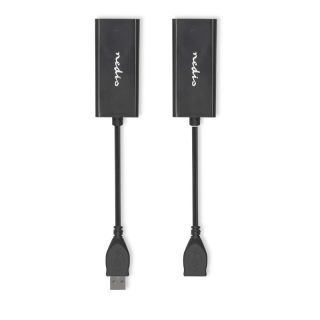CCGB61EXTBK500 USB-Extender | USB 2.0 | 1x USB-A Stecker | 1x RJ45 Female | 1x USB-A Buchse | 1x RJ45 Female | 50 m | 480 Mbps | Vernickelt | Rund | PVC | Schwarz | Box