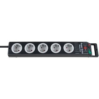 1153380115 Super-Solid Power Strip 5-fach (Verlängerungsleitung mit 2,5m Kabel und Schalter - aus bruchsicherem Polycarbonat)