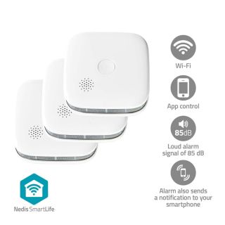 WIFIDS21WT3 SmartLife Rauchmelder | Wi-Fi | Batteriebetrieben | Sensorlebensdauer: 10 Jahre | EN 14604 | Max. Batterie-Lebensdauer: 24 Monate | 85 dB | Weiss | 3 Stück