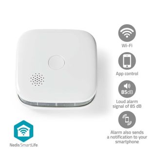 WIFIDS21WT SmartLife Rauchmelder | Wi-Fi | Batteriebetrieben | Sensorlebensdauer: 10 Jahre | EN 14604 | Max. Batterie-Lebensdauer: 24 Monate | 85 dB | Weiss | 1 Stück