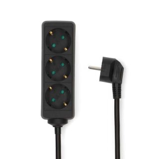 ESOC315F1BK Steckdosenleiste | Schutzkontakt / Typ F (CEE 7/7) | 3-Wege | 1.50 m | 3680 W | 16 A | Art der Erdung: Seitenkontakte | 230 V AC 50/60 Hz | Buchsenwinkel: 45 ° | H05VV-F 3G1.5mm² | Schwarz