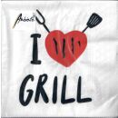 Servietten 33x33cm "I love Grill" 20Stk