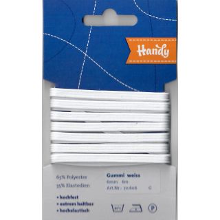 Gummiband weiß, 6mm, 6m, HANDY-SB