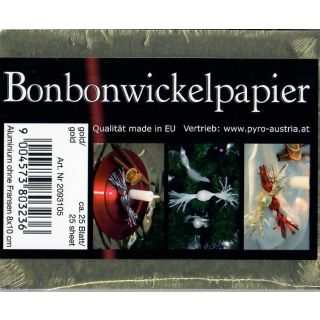 Bonbonwickelpapier 8x10, Alu - ohne Fransen, gold, ca. 25 Blatt