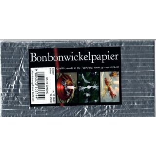 Bonbonwickelpapier 8x16, Alu - mit Fransen, silber, ca. 10 Blatt