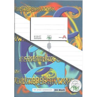 Heft #6 A5 20 Blatt liniert 10mm 1 Mittelstreifen (Vokabelheft)